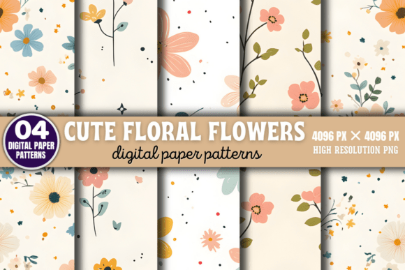 Cute Floral Flowers Digital Pattern 4: A Versatile Addition to Creative Projects