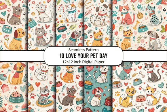 Cute Pet and Paw Print Digital Paper: Elevate Your Crafting Projects with Seamless Designs