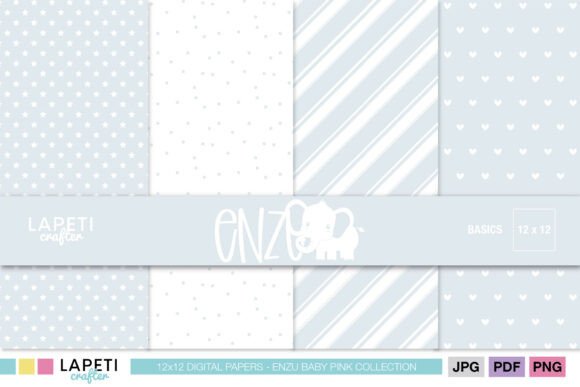 Elevate Your Baby-Themed Creations with the Baby Blue Basics Digital Paper Set