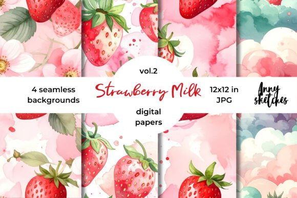 Elevate Your Creative Projects with the Strawberry Milk Digital Paper Kit