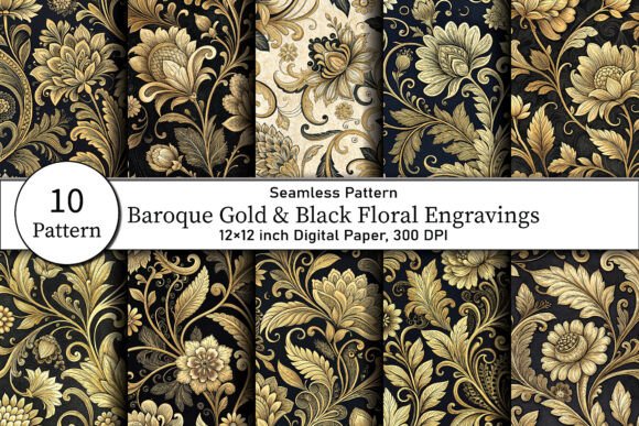 Elevating Digital Design: The Strategic Value of Baroque Gold Black Floral Engravings in Modern Creative Workflows