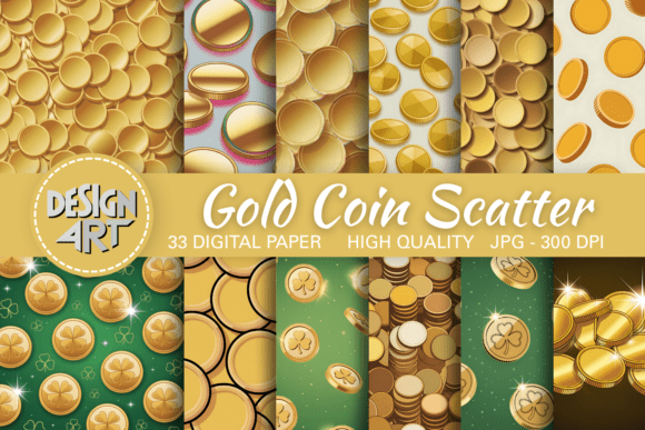 Gold Coin Scatter Seamless Pattern Adds Sparkle to Design Projects