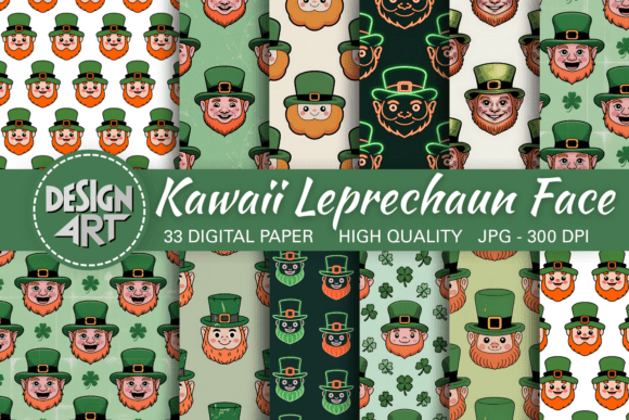 Kawaii Leprechaun Face Pattern: Sweet St. Patrick’s Day Design Magic