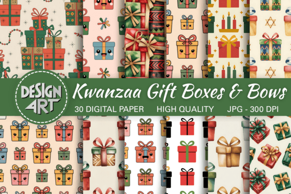 Kwanzaa Gift Boxes Bows Pattern: A Festive and Cultural Design for Creative Projects