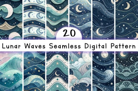 Lunar Waves Seamless Digital Pattern: A Creative Tool for Modern Designers
