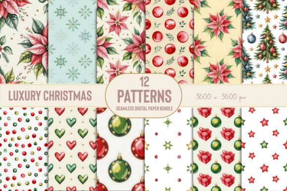 Luxury Christmas Seamless Digital Paper