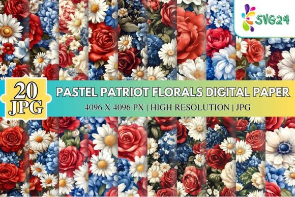 Pastel Patriot Florals Digital Paper: A Versatile Resource for Patriotic Crafting