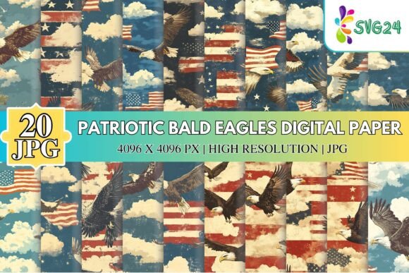 Patriotic Bald Eagles Digital Paper – A Creative Staple for National Themes