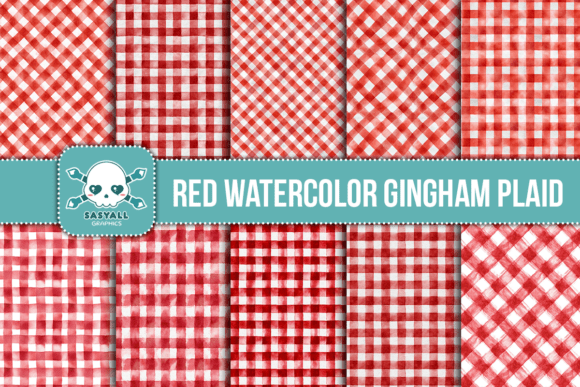 Red Watercolor Gingham Plaid: A Versatile Digital Paper Pack for Creative Projects