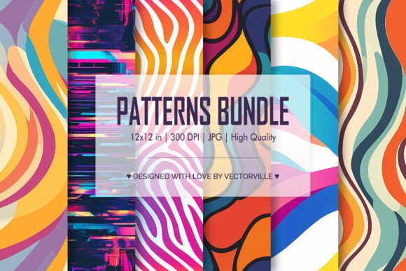 Revitalize Your Design Workflow with the Retro Abstract Wave Pattern Bundle