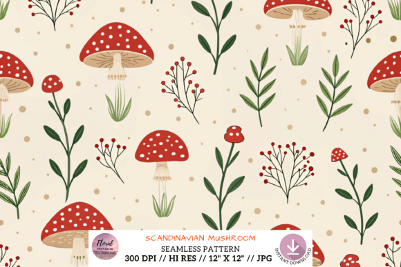 Scandinavian Mushroom Folk Seamless: A Digital Paper for Creative Storytelling