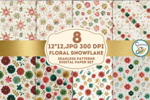 Seamless Paper Floral Snowflake