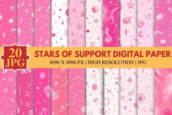 Stars of Support Pink Digital Paper: A Strategic Tool for Uplifting Design and Purposeful Communication