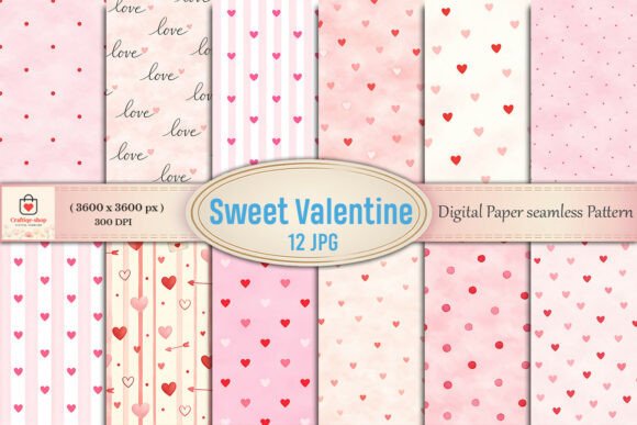 Sweet Valentine Watercolor Hearts Bundle