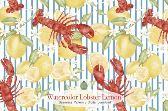 Watercolor Lobster Lemon: Coastal Design for Summer Projects
