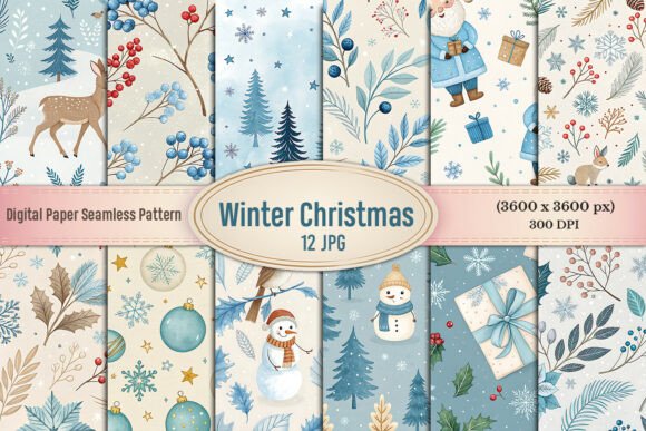 Winter Christmas Digital Paper Bundle: A Creator's Holiday Essential