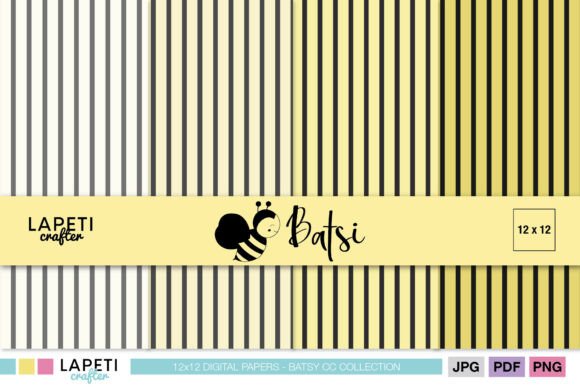 Yellow Striped Digital Paper Pack